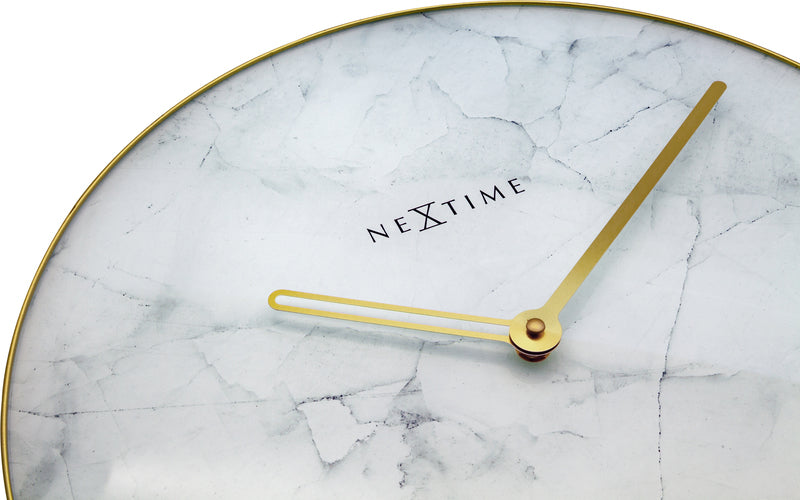 NÄCHSTE IMMIME NEXTIME NE-8189WI WALL-Uhr Marmor Ø 40 cm Weiß