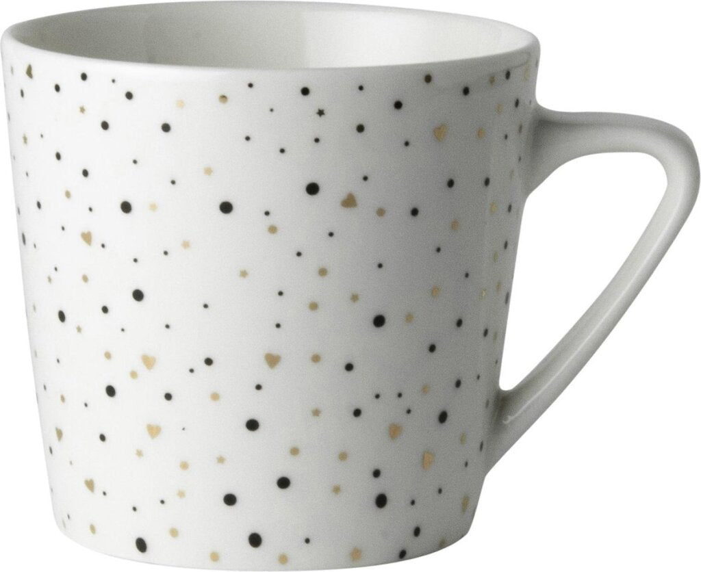 Niederländische Rose Dutch Rose Loft Schwarz -Weiß -Kaffeetasse Weiß mit Glitzer 20cl