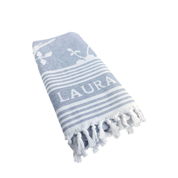 Laura Ashley Laura Ashley Hamam Stoff Elvoren Mitternacht 90x180 cm blau weiß