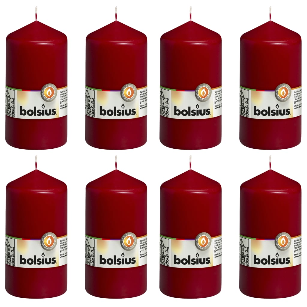 Bolsius Bolsius Stollen Kerzen 8 Stcs 130x68 mm Wein rot