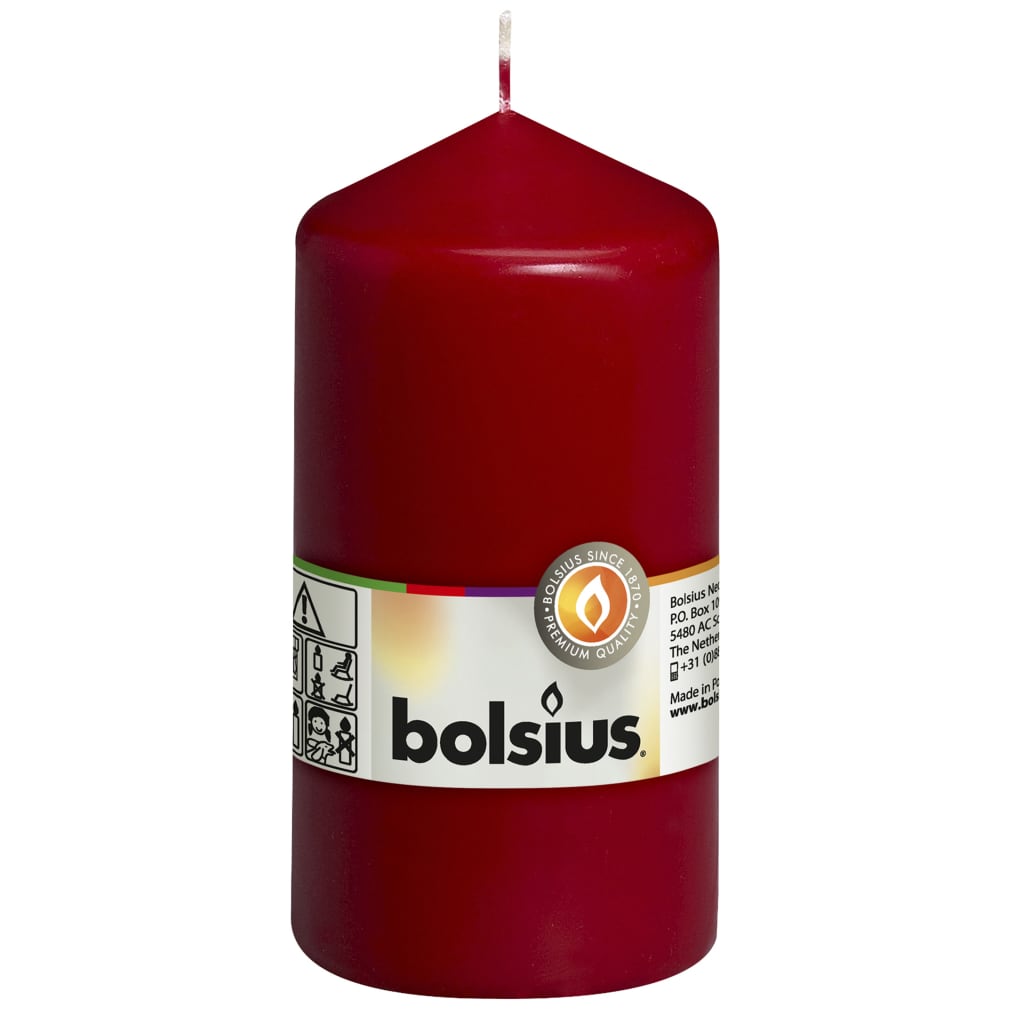 Bolsius Bolsius Stollen Kerzen 8 Stcs 130x68 mm Wein rot