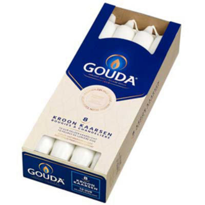 Gouda Gouda Kronkaarsen 24x2,4 cm 8 Stücke weiß