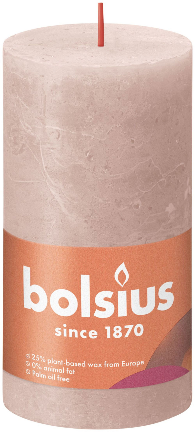 Bolsius Stub Kerze rustikales nebrisches Rosa 130x68 mm