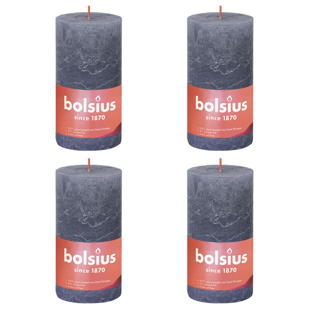 Bolsius Bolsius Stollen Shine 4 St rustikal 130x68 mm Twilight Blau