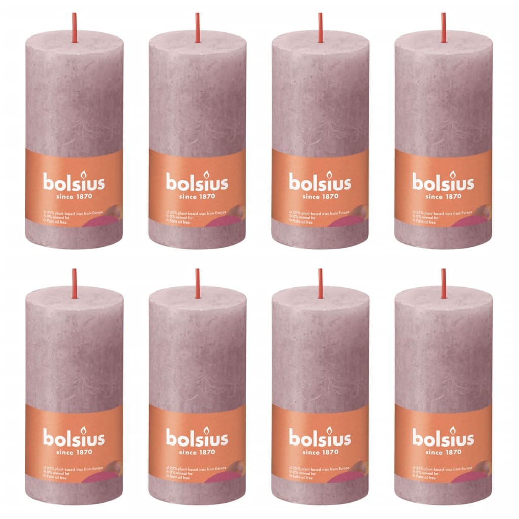 Bolsius Bolsius Stollen Shine 8 St rustikal 100x50 mm Asche Rose