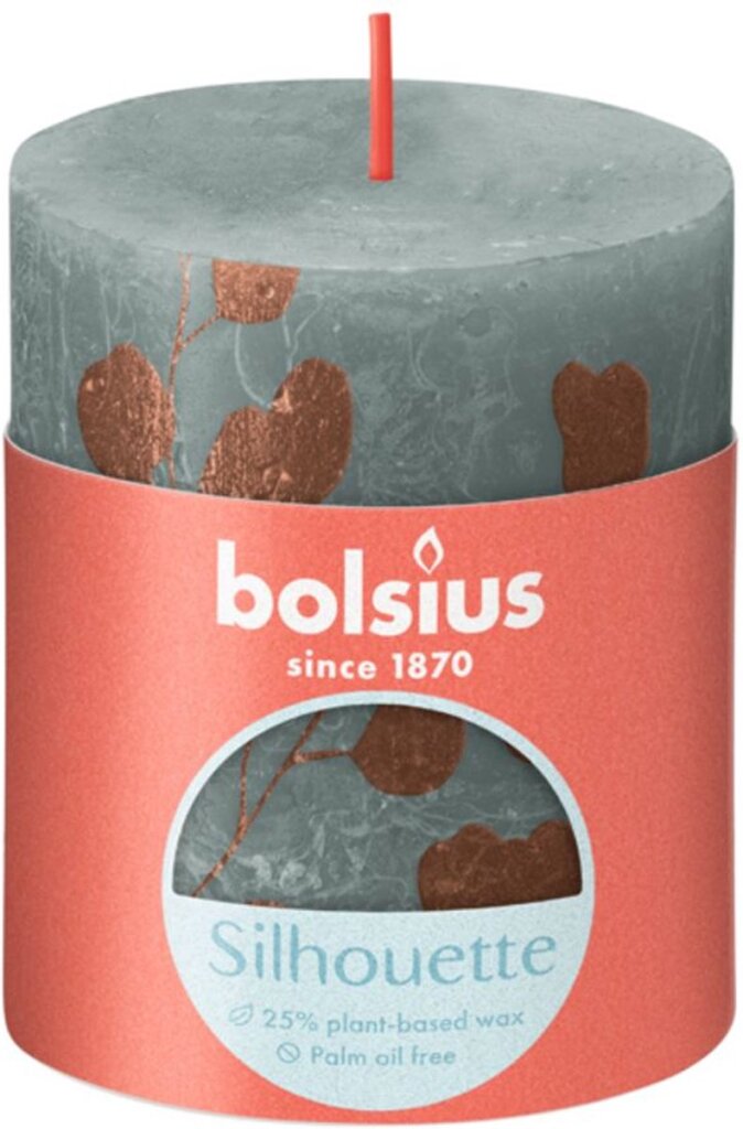 Bolsius Bolsius rustikal gedruckter Stubkerze 80 68 Eukalyptus Grün