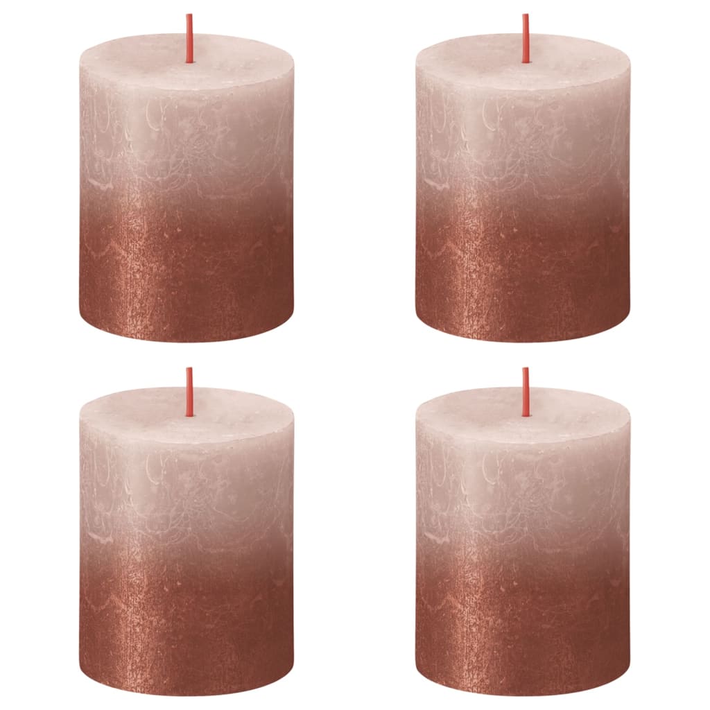 Bolsius Bolsius Stollen Sunset 4 St Rustiek 80x68 mm Mistro -Pink und Bernstein