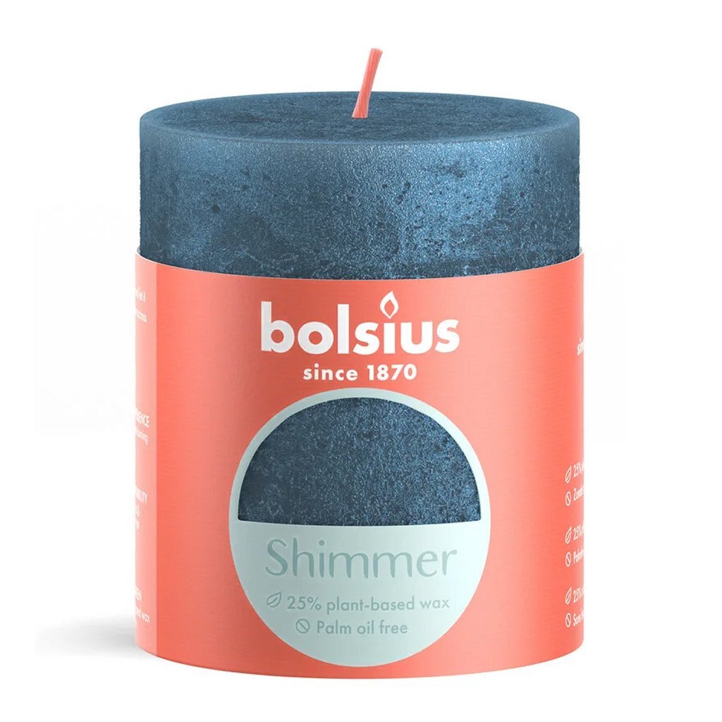Bolsius Bolsius Schimmer Stubkerze 8x6,8 cm Blau