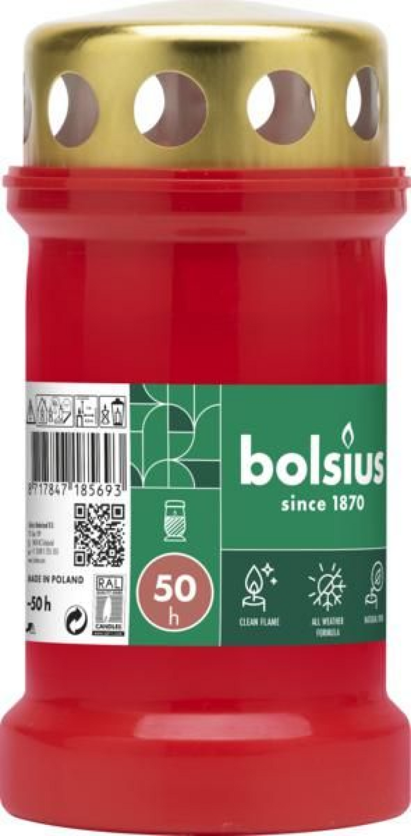 Bolsius Gedenklicht rot mit Deckel