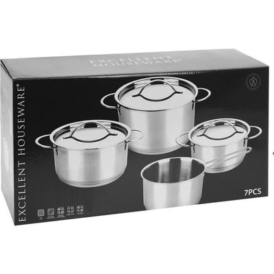 Ausgezeichnete Houseware Houseware 7-Teile Kochpfanne Set 6 mm Edelstahl