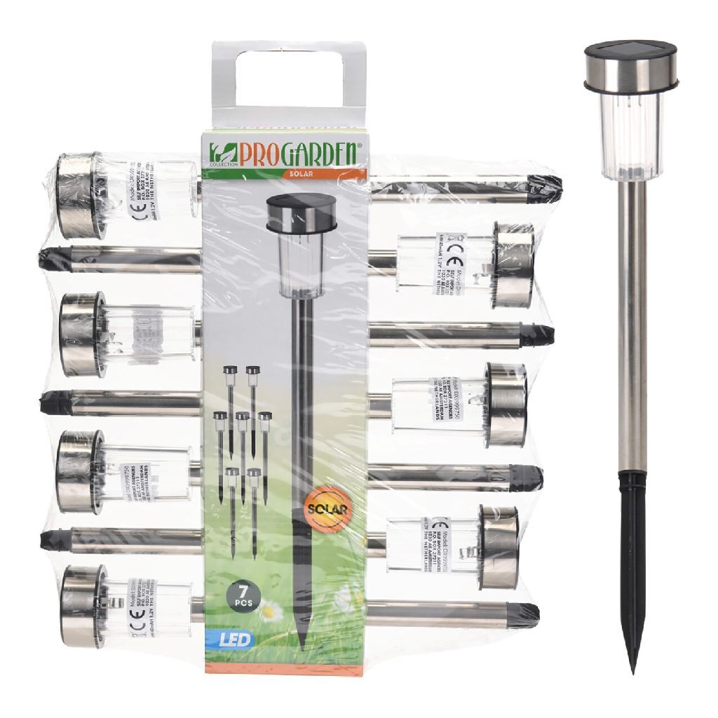 Pro -Gartengarten Solarlamp 360 mm Edelstahlset von 7 Teilen