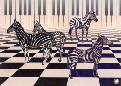 Ansichtskarte cd03: Klavier Zebra 6-tlg