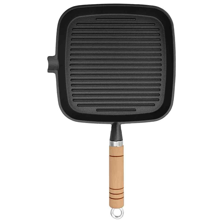 Vidaxl -Grillpfanne mit Gusseisen aus Holzgrenze 20x20 cm