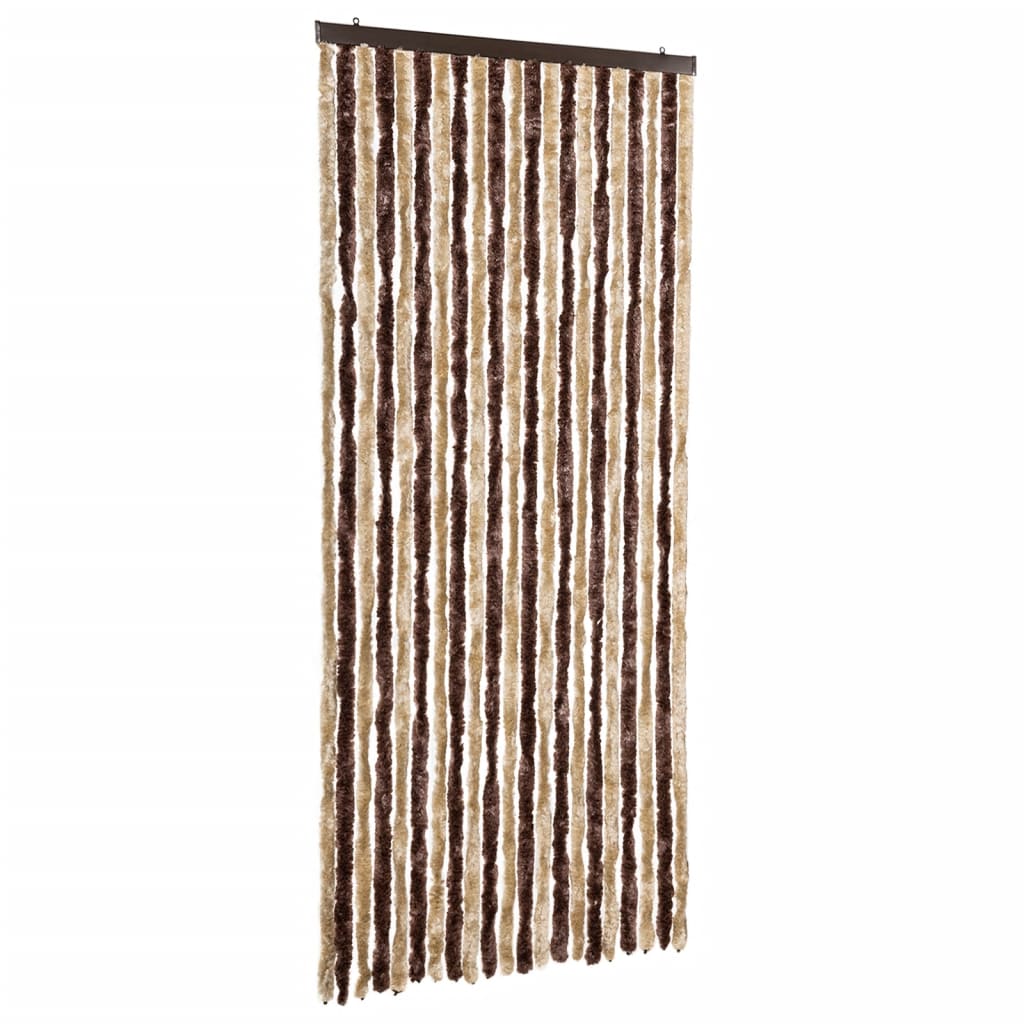 Vidaxl Fly Vorhang 90x220 cm Chenille Beige und hellbraun