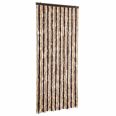 Vidaxl Fly Vorhang 90x220 cm Chenille Beige und hellbraun
