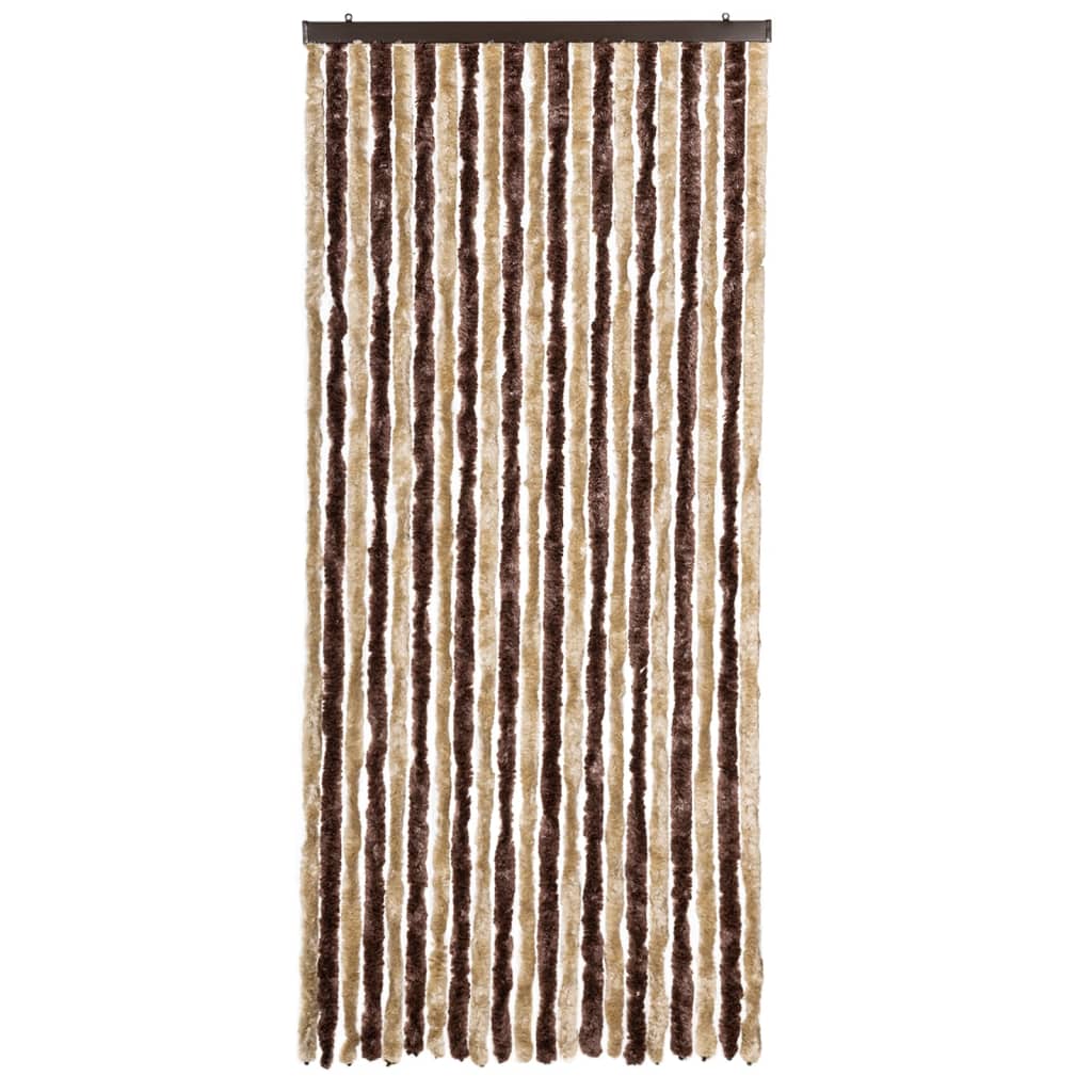 Vidaxl Fly Vorhang 90x220 cm Chenille Beige und hellbraun