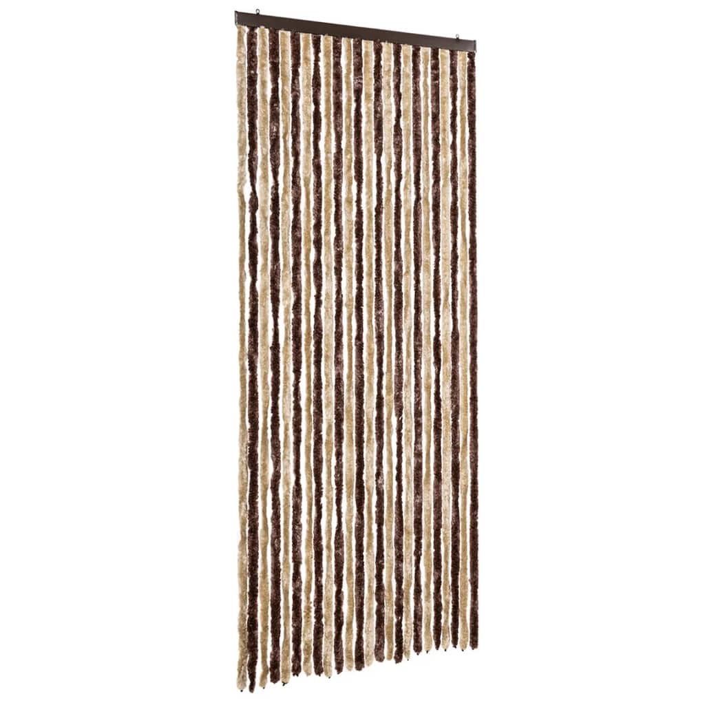 Vidaxl Fly Vorhang 100x220 cm Chenille Beige und hellbraun