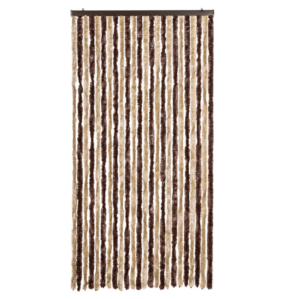 Vidaxl Fly Vorhang 100x220 cm Chenille Beige und hellbraun