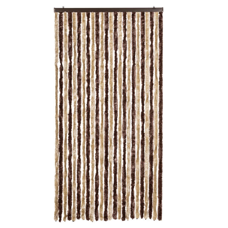 Vidaxl Fly Vorhang 100x220 cm Chenille Beige und hellbraun