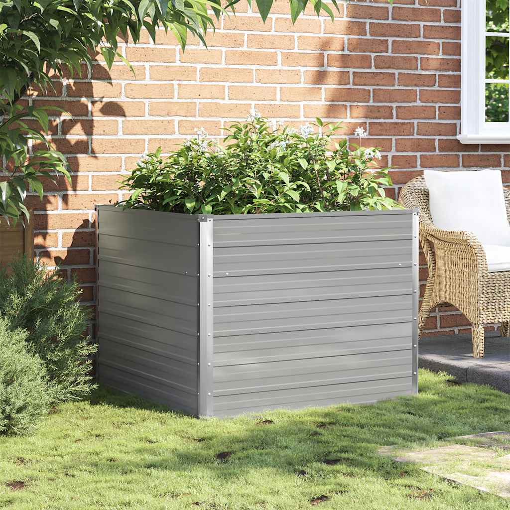 VIDAXL -Pflanzer erhoben 100x100x77 cm verzinkter Stahlgrau