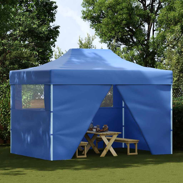 VIDAXL-Klappzelt Popup mit 4 Seitenwänden 3x4,5 m blau