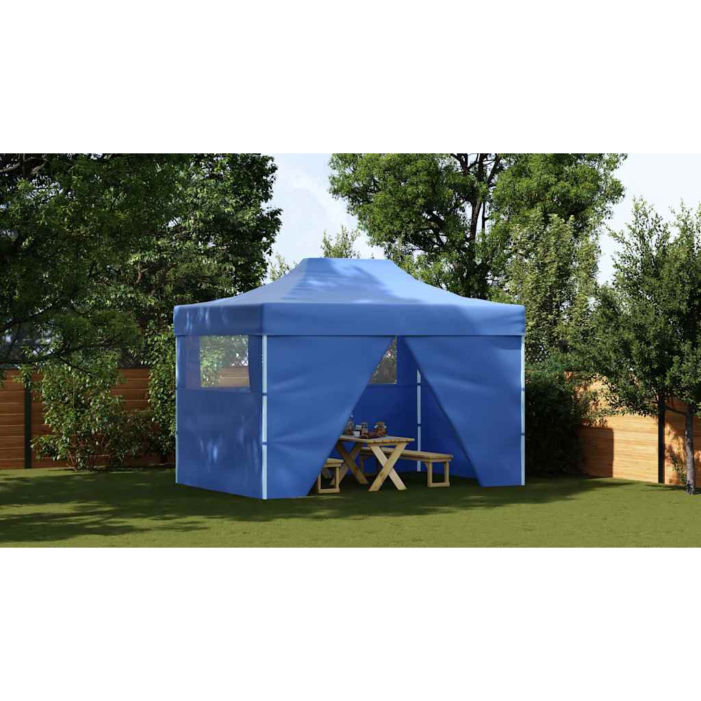 VIDAXL-Klappzelt Popup mit 4 Seitenwänden 3x4,5 m blau