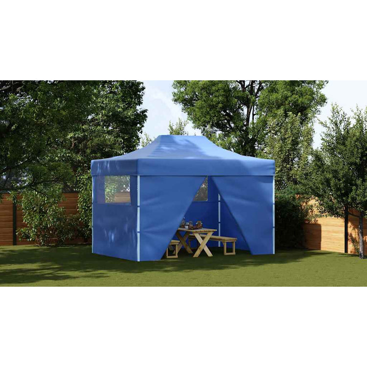 VIDAXL-Klappzelt Popup mit 4 Seitenwänden 3x4,5 m blau