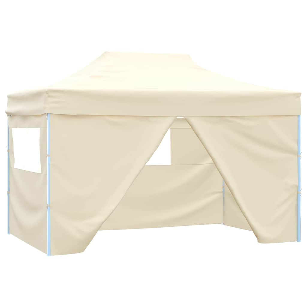 Vidaxl Faltzelt Popup mit 4 Seitenwänden 3x4,5 M Creme Weiß