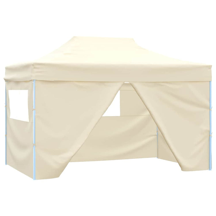 Vidaxl Faltzelt Popup mit 4 Seitenwänden 3x4,5 M Creme Weiß