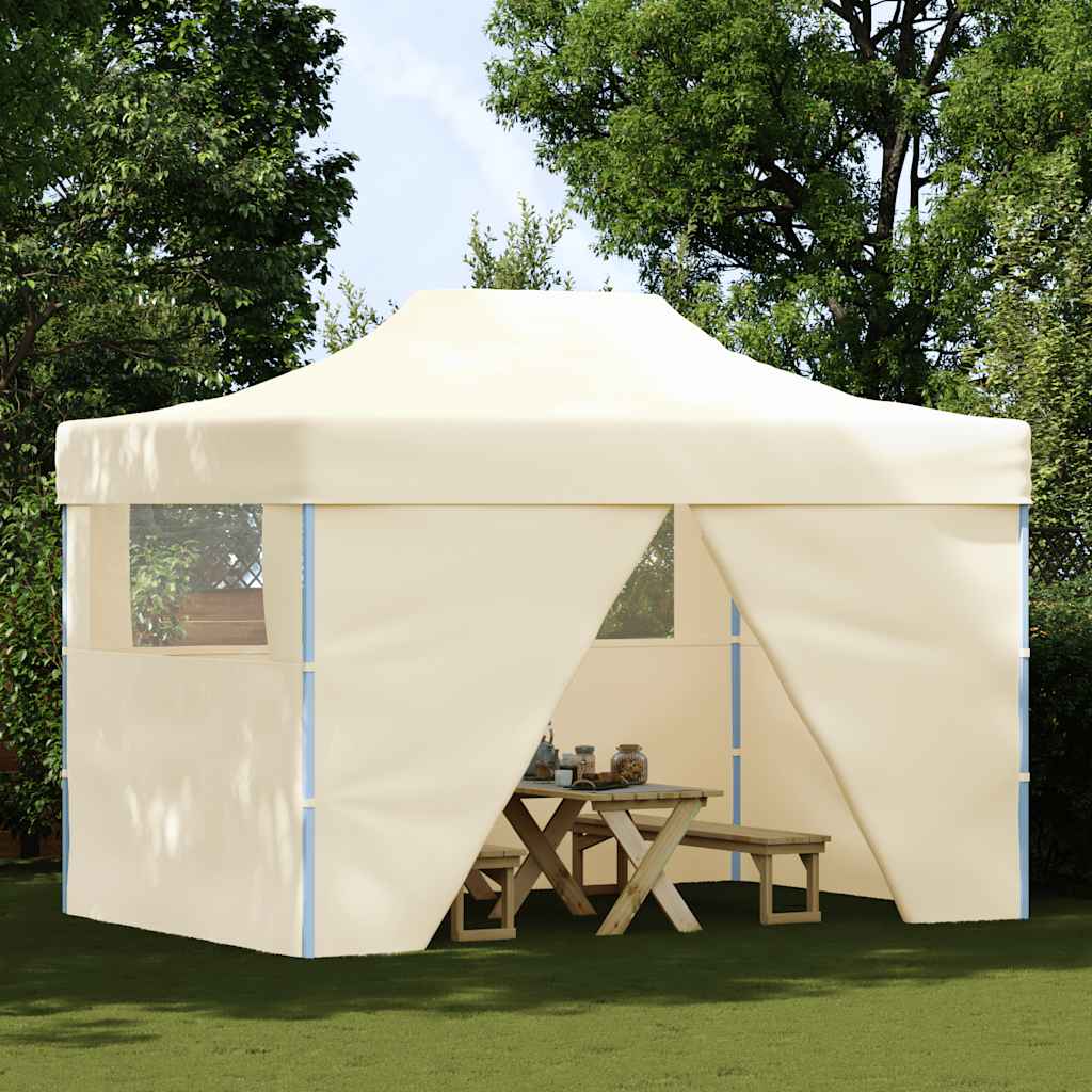 Vidaxl Faltzelt Popup mit 4 Seitenwänden 3x4,5 M Creme Weiß
