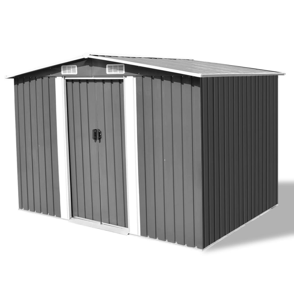 Vidaxl Garden Shed 257x205x178 cm Metallgrau