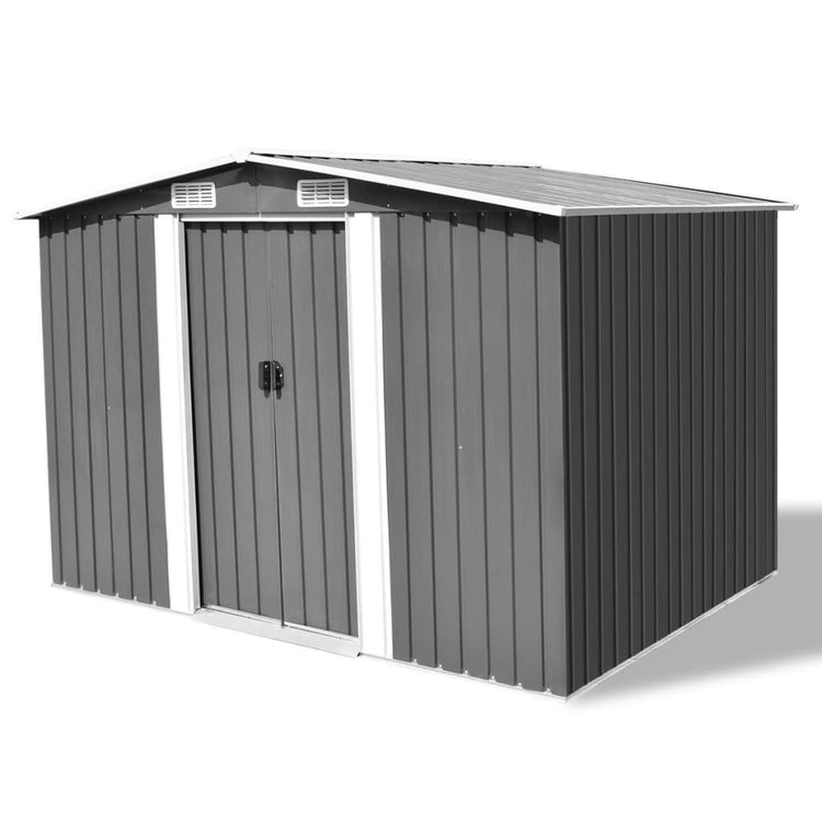 Vidaxl Garden Shed 257x205x178 cm Metallgrau