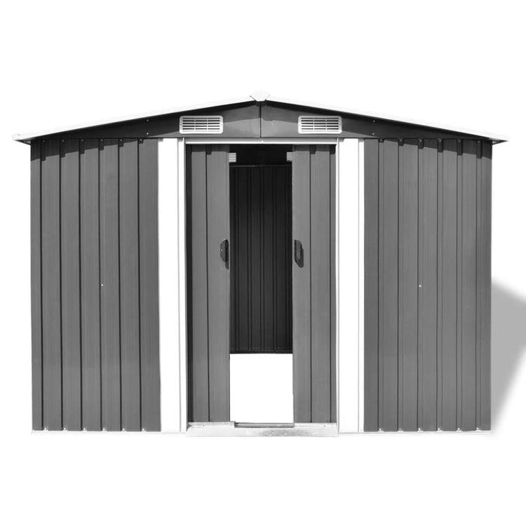 Vidaxl Garden Shed 257x205x178 cm Metallgrau