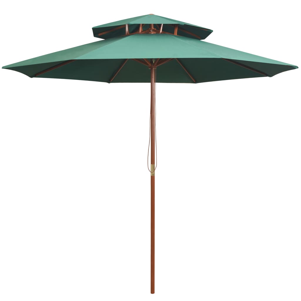 Vidaxl Double Decker Parasol 270x270 cm Holzstange Grün