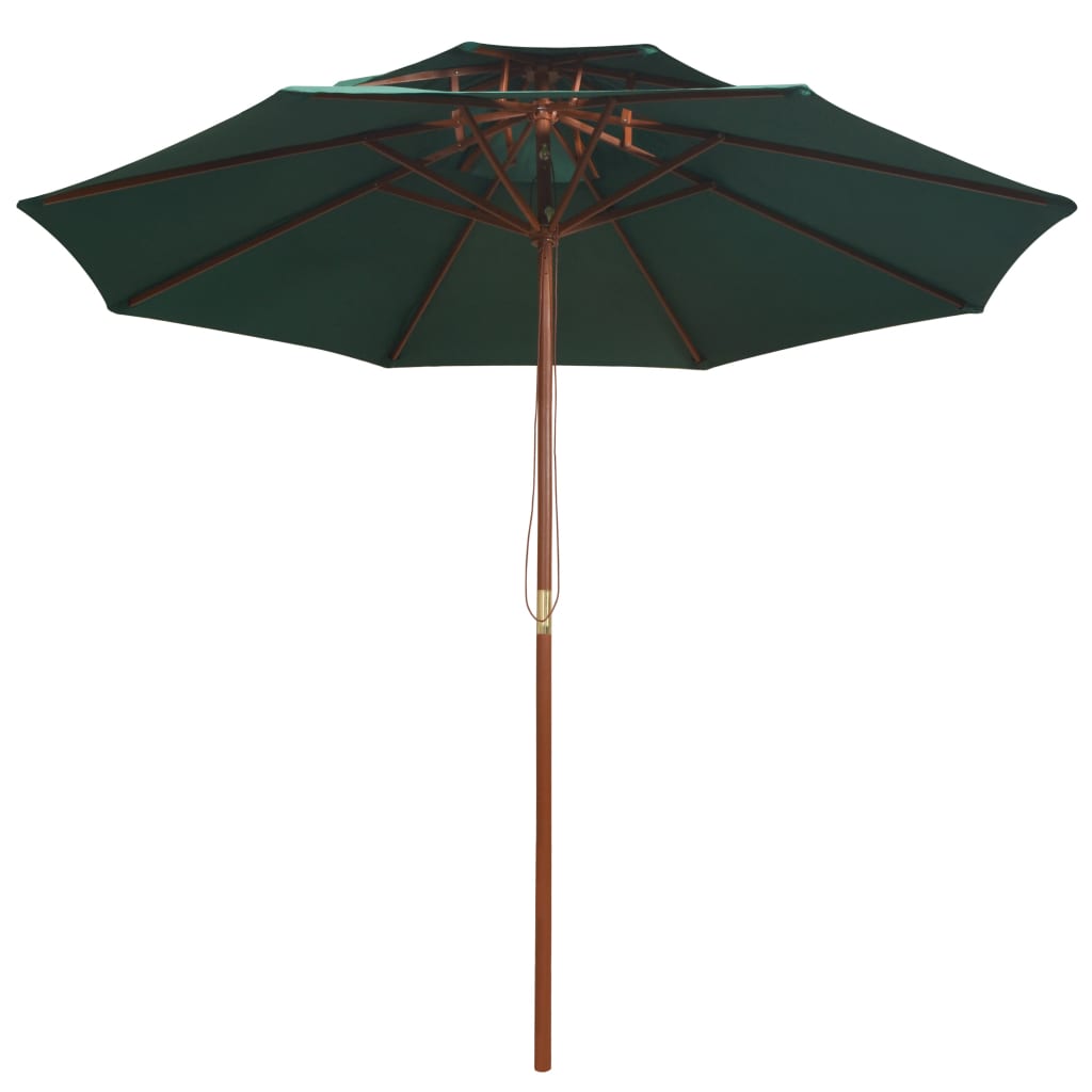 Vidaxl Double Decker Parasol 270x270 cm Holzstange Grün