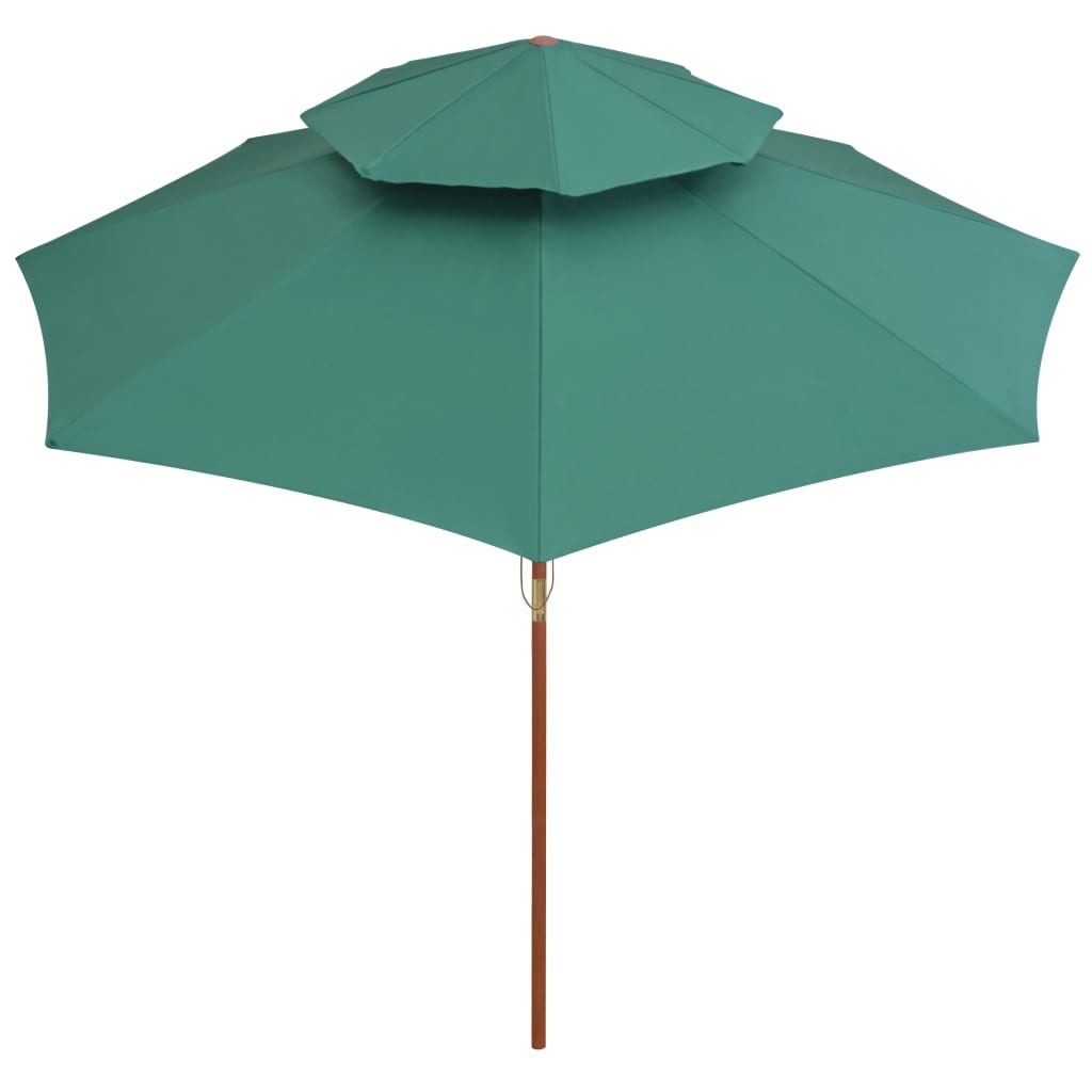 Vidaxl Double Decker Parasol 270x270 cm Holzstange Grün