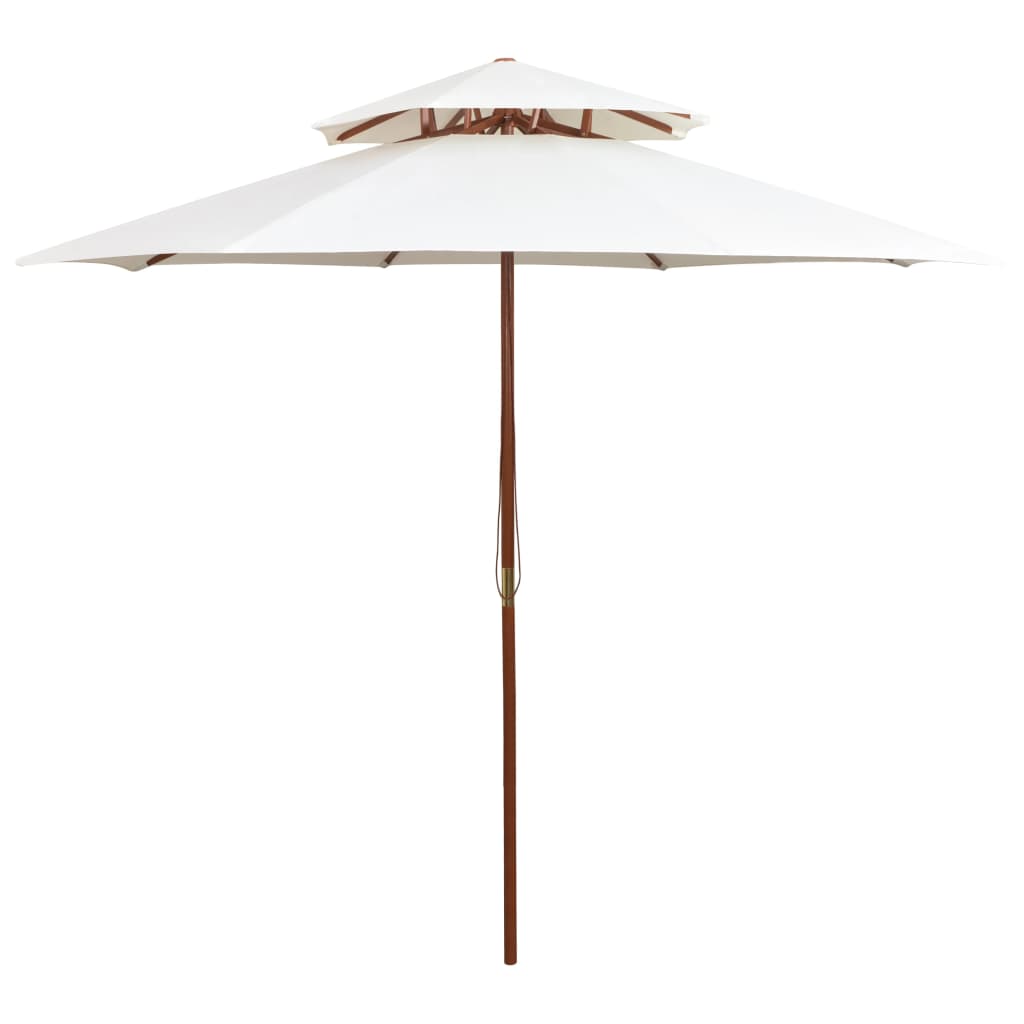 Vidaxl Double Decker Parasol 270x270 cm Holzstangencreme weiß