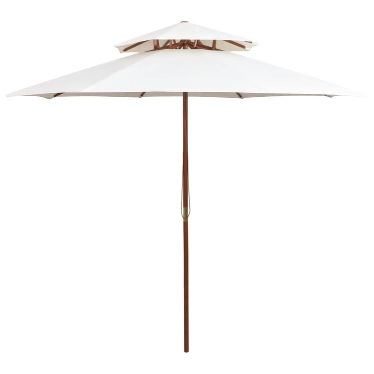 Vidaxl Double Decker Parasol 270x270 cm Holzstangencreme weiß