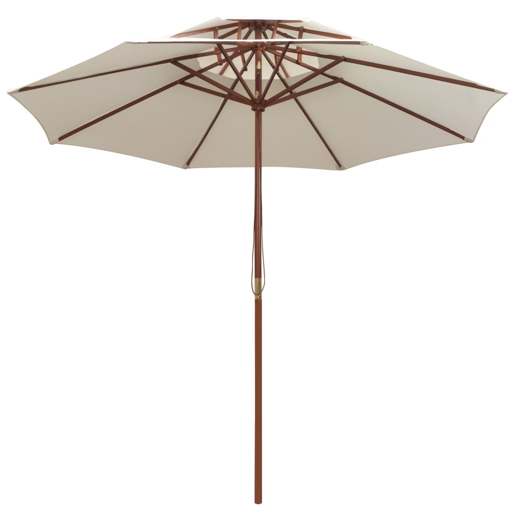 Vidaxl Double Decker Parasol 270x270 cm Holzstangencreme weiß
