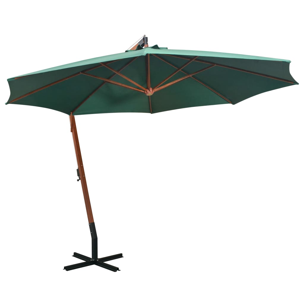 Vidaxl -schwimmende Parasol 350 cm Holzpolgrün