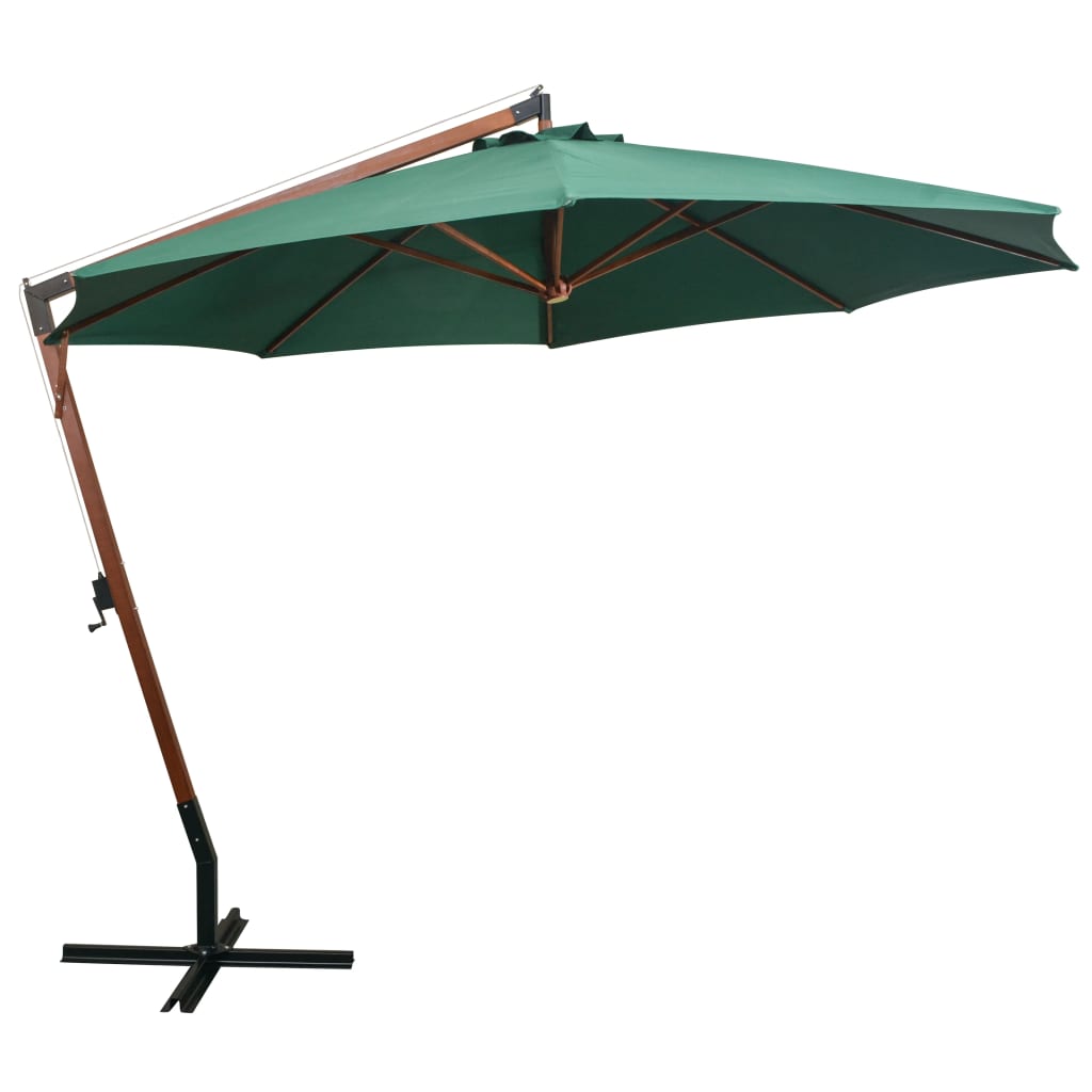 Vidaxl -schwimmende Parasol 350 cm Holzpolgrün