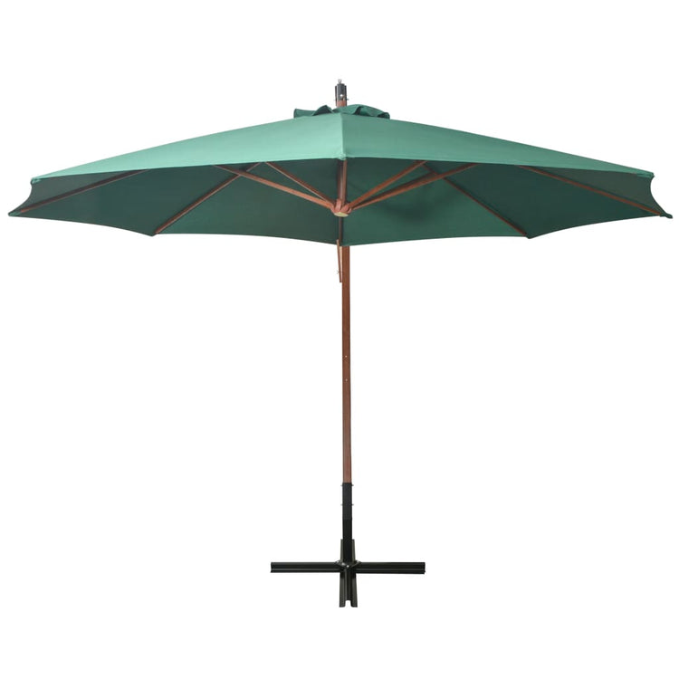 Vidaxl -schwimmende Parasol 350 cm Holzpolgrün