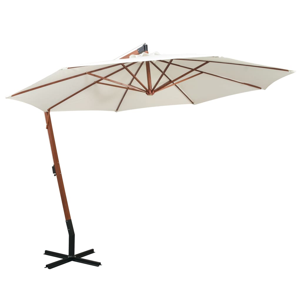 Vidaxl schwimmend Parasol mit Holzstange 350 cm weiß