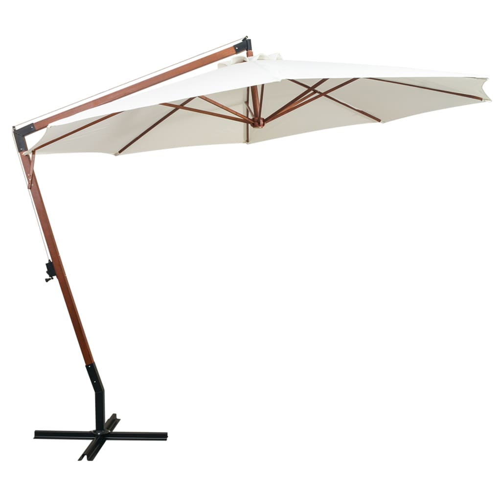 Vidaxl schwimmend Parasol mit Holzstange 350 cm weiß
