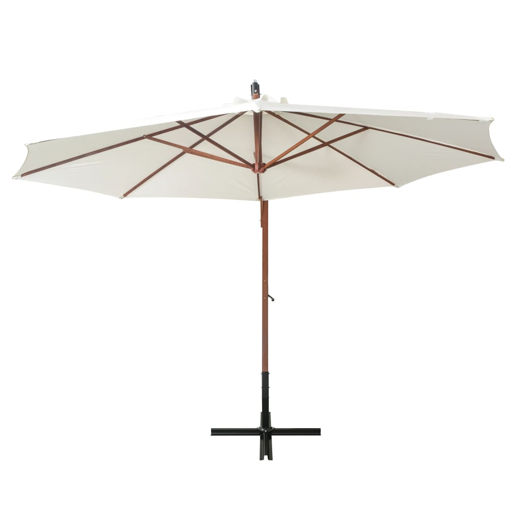 Vidaxl schwimmend Parasol mit Holzstange 350 cm weiß