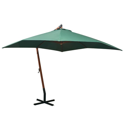 Vidaxl -schwimmendes Parasol mit Holzstange 300x300 cm Grün