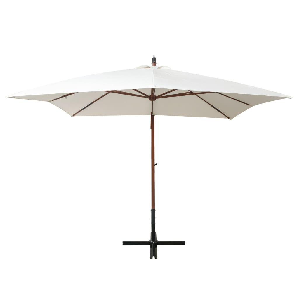 Vidaxl schwimmend Parasol mit Holzstange 300x300 cm weiß