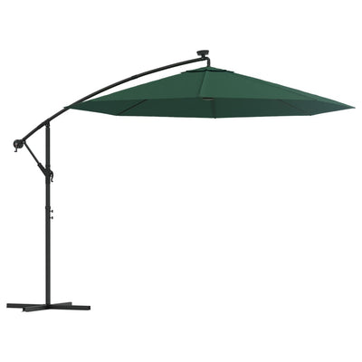 Vidaxl -schwimmendes Parasol mit LED -Beleuchtung und Metallpol 300 cm Grün