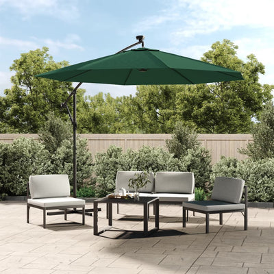 Vidaxl -schwimmendes Parasol mit LED -Beleuchtung und Metallpol 300 cm Grün
