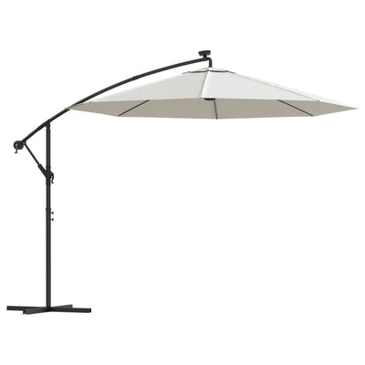 Vidaxl -schwimmendes Parasol mit LED -Beleuchtung und Metallstast 300 cm Sand